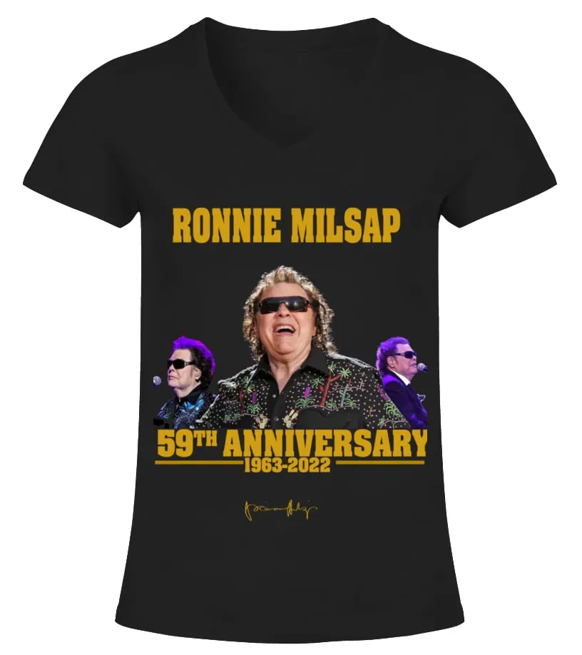 RONNIE MILSAP 59TH ANNIVERSARY CAMISETA CUELLO PICO MUJER