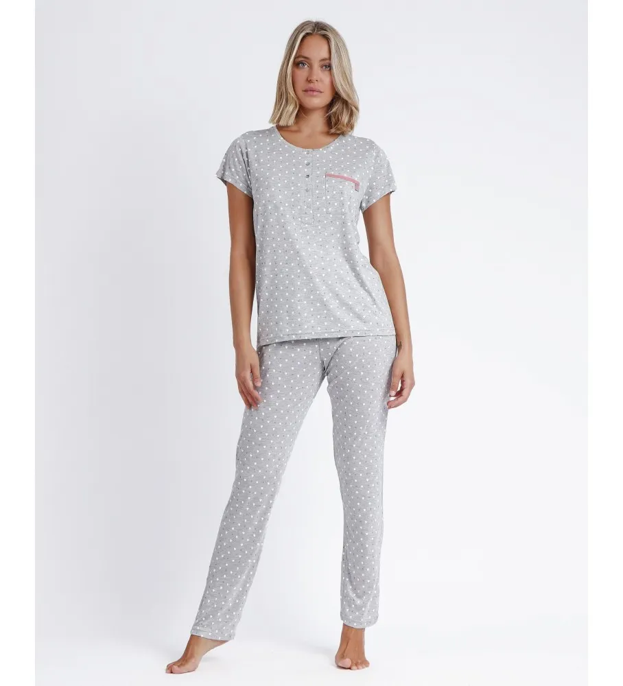 ADMAS PIJAMA MANGA CORTA CLASSIC LOVE  GRIS