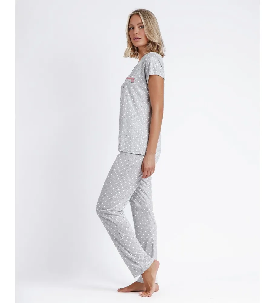ADMAS PIJAMA MANGA CORTA CLASSIC LOVE  GRIS