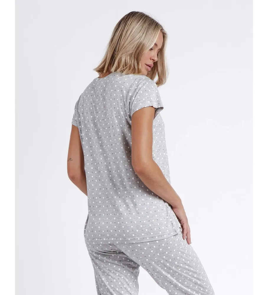 ADMAS PIJAMA MANGA CORTA CLASSIC LOVE  GRIS