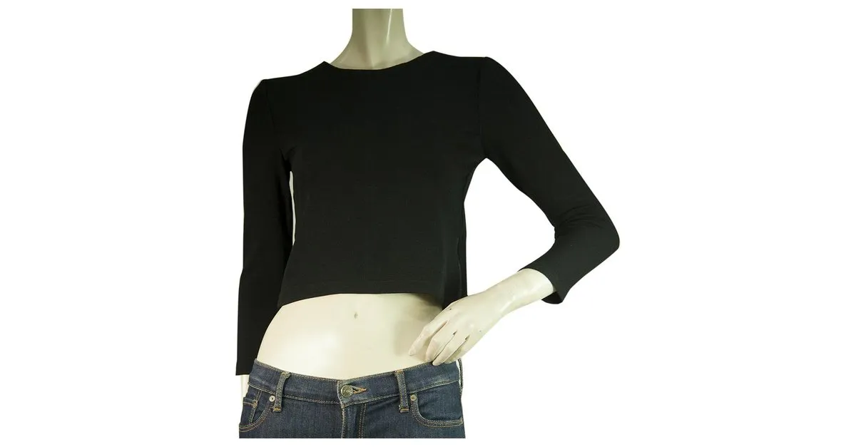 Alice + Olivia de viscosa negra con cremalleras laterales y traseras Top corto Talla XS Negro 