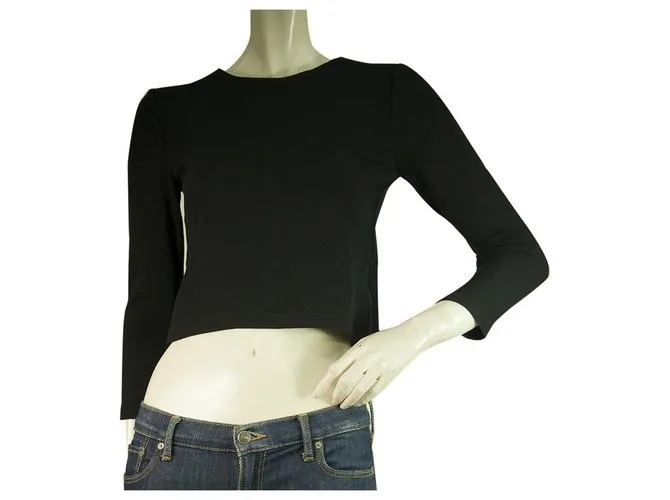 Alice + Olivia de viscosa negra con cremalleras laterales y traseras Top corto Talla XS Negro 