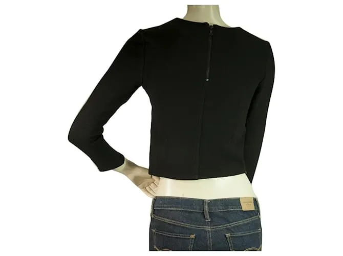 Alice + Olivia de viscosa negra con cremalleras laterales y traseras Top corto Talla XS Negro 