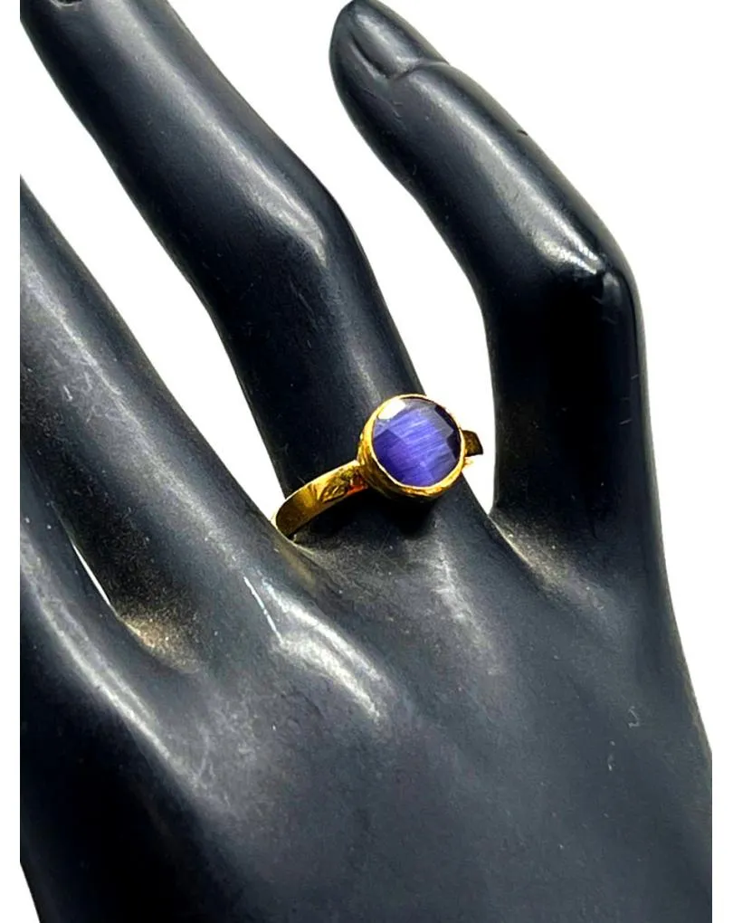 ANILLO FINO AJUSTABLE MORADO DORADO BAÑADO EN ORO