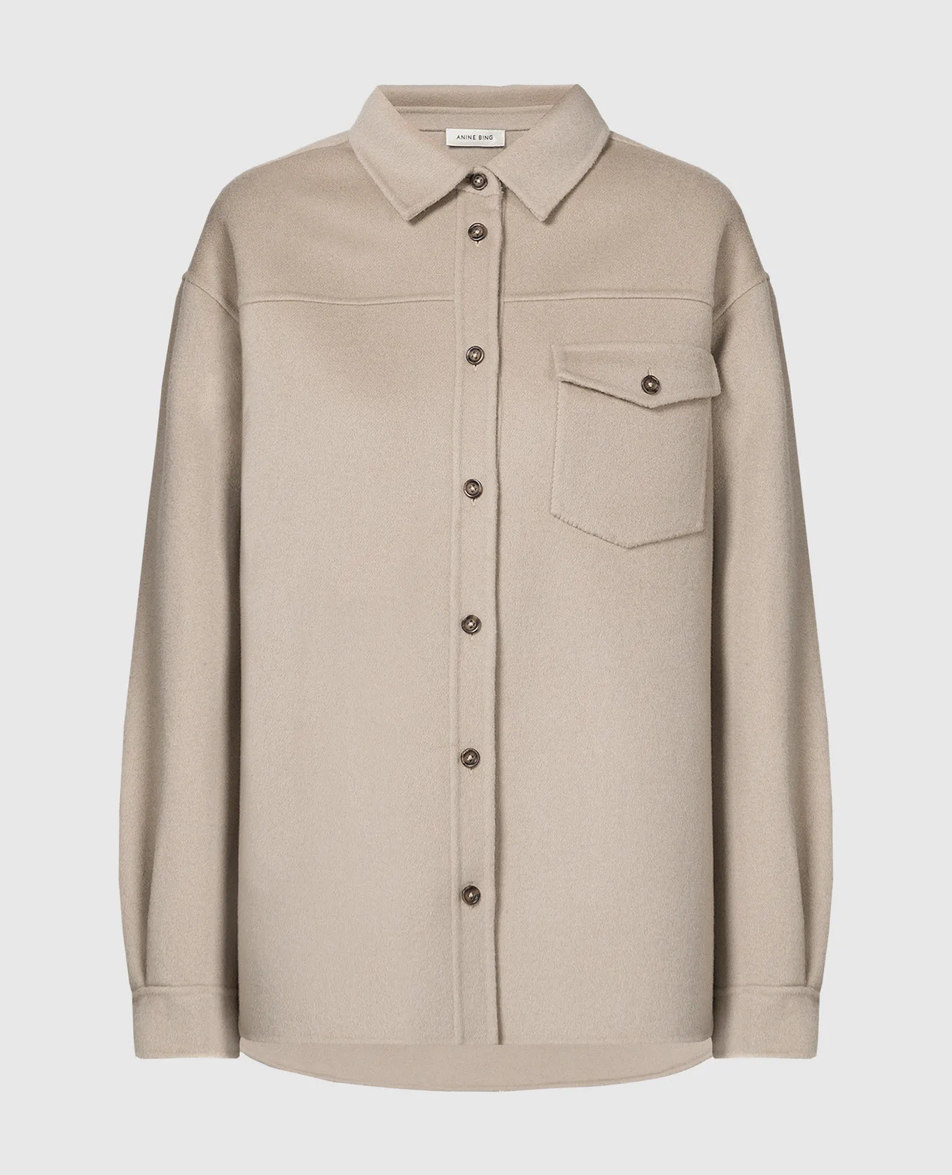 Anine Bing Beige SIMON shirt made of wool and cashmere