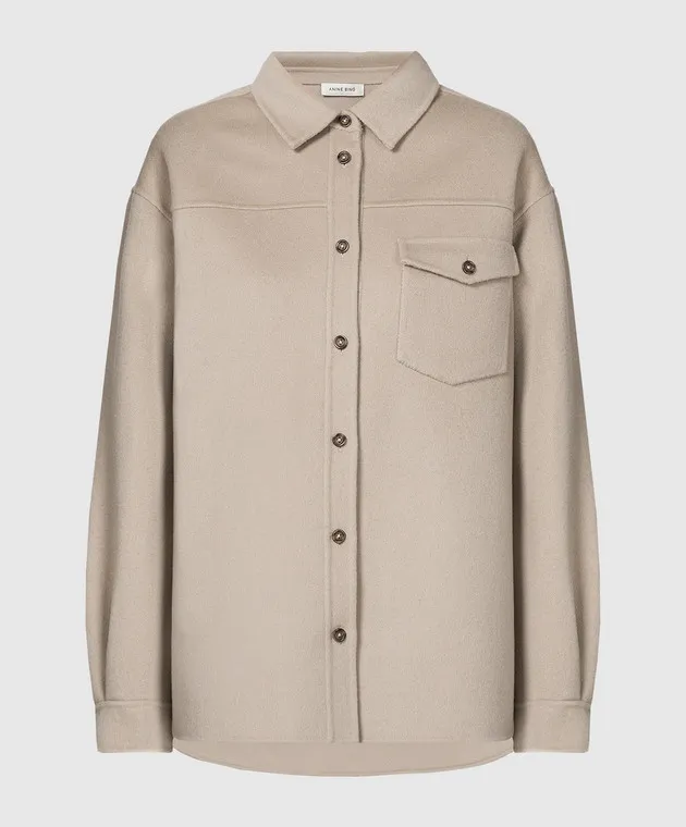 Anine Bing Beige SIMON shirt made of wool and cashmere