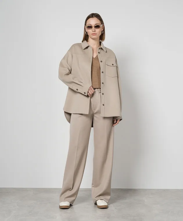 Anine Bing Beige SIMON shirt made of wool and cashmere