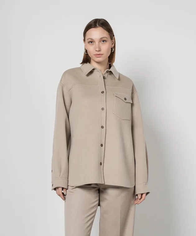 Anine Bing Beige SIMON shirt made of wool and cashmere