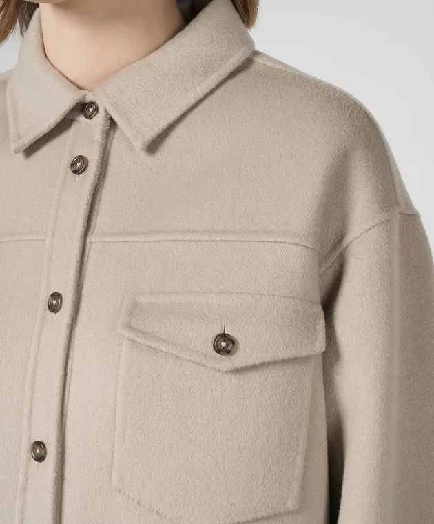 Anine Bing Beige SIMON shirt made of wool and cashmere