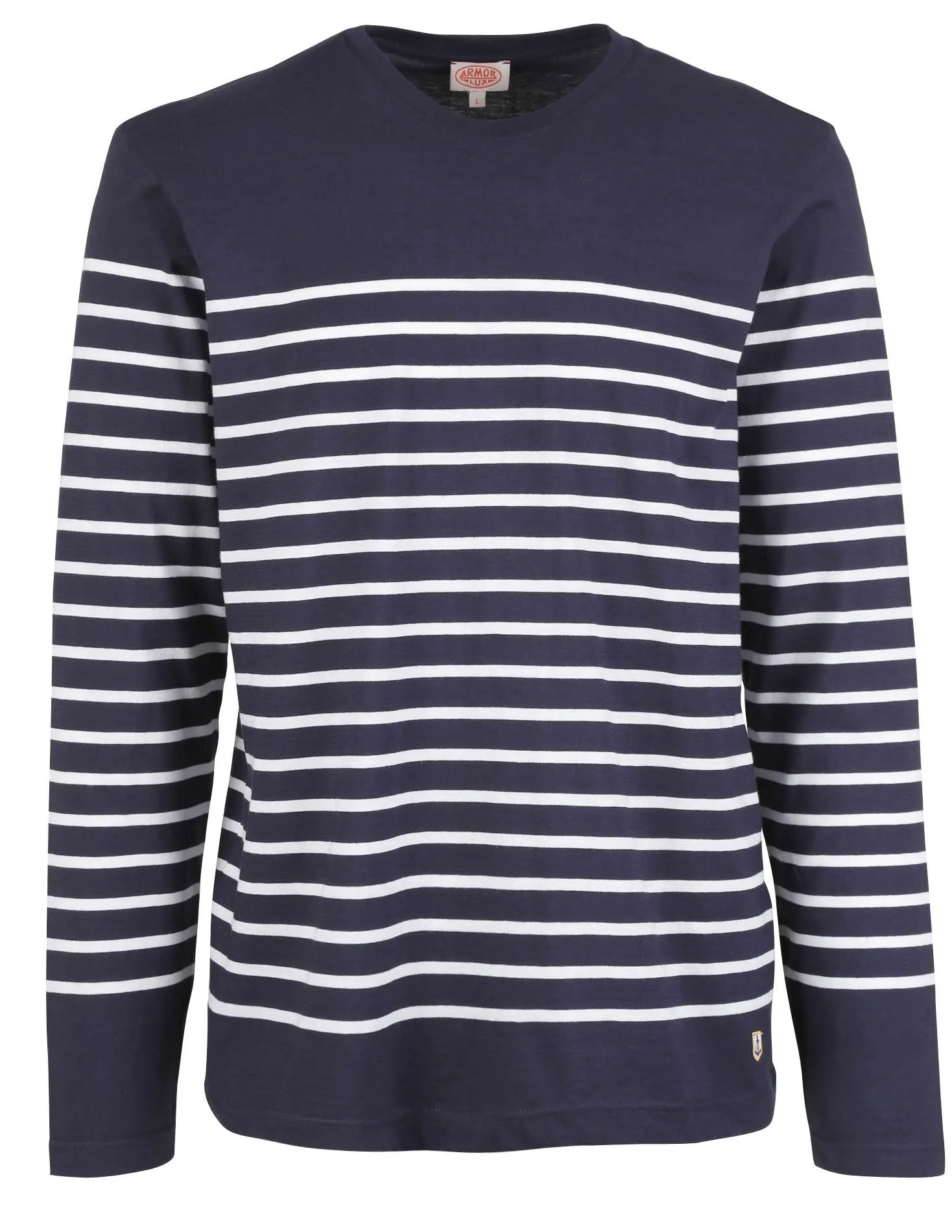 ARMOR LUX Camiseta marinera slim fit de punto ligero de algodón con cuello redondo en azul