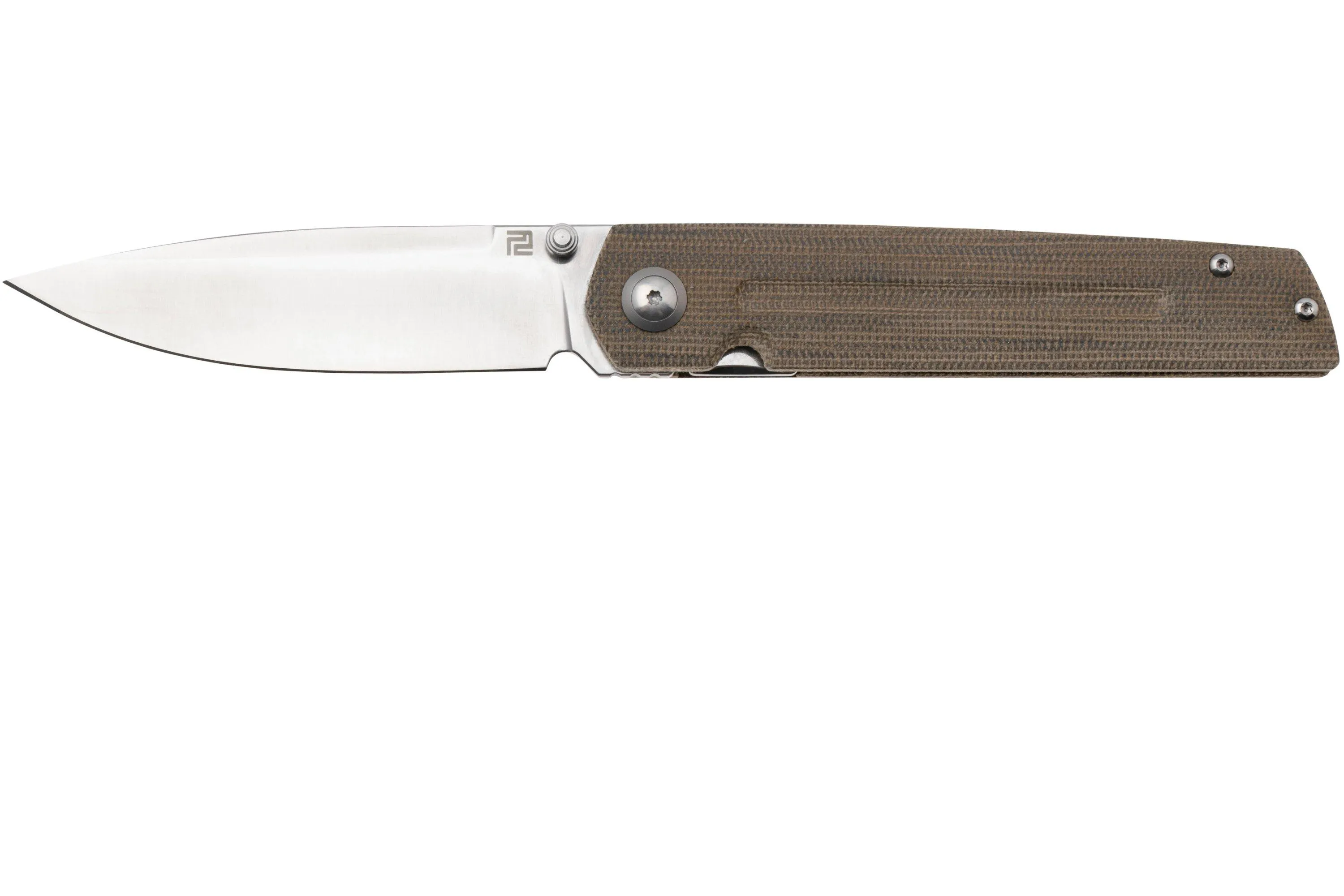 ARTISAN CUTLERY SIRIUS 1849PODG, SATIN S35VN, OD GREEN MICARTA NAVAJA, DISEñO DE RAY LACONICO