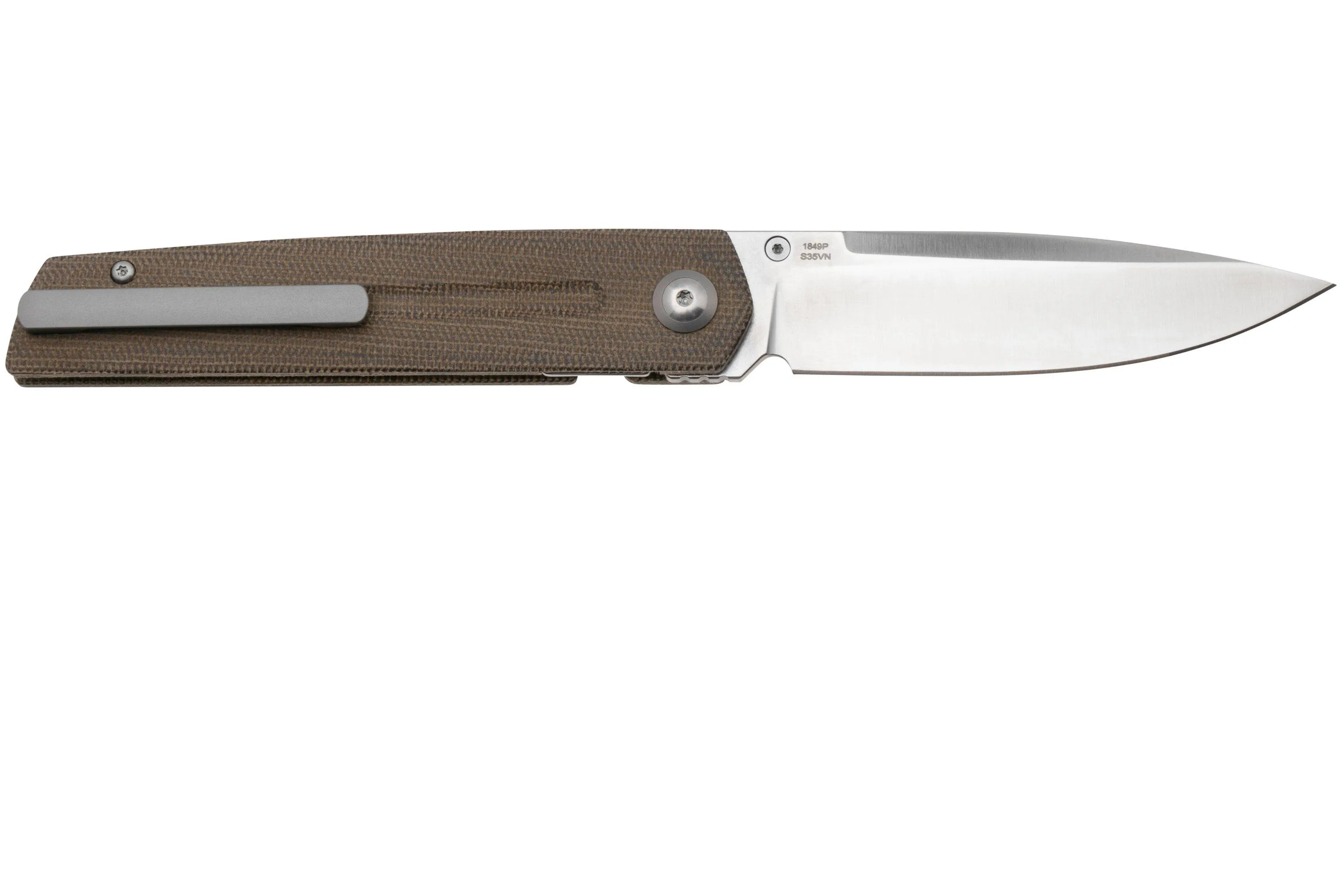 ARTISAN CUTLERY SIRIUS 1849PODG, SATIN S35VN, OD GREEN MICARTA NAVAJA, DISEñO DE RAY LACONICO