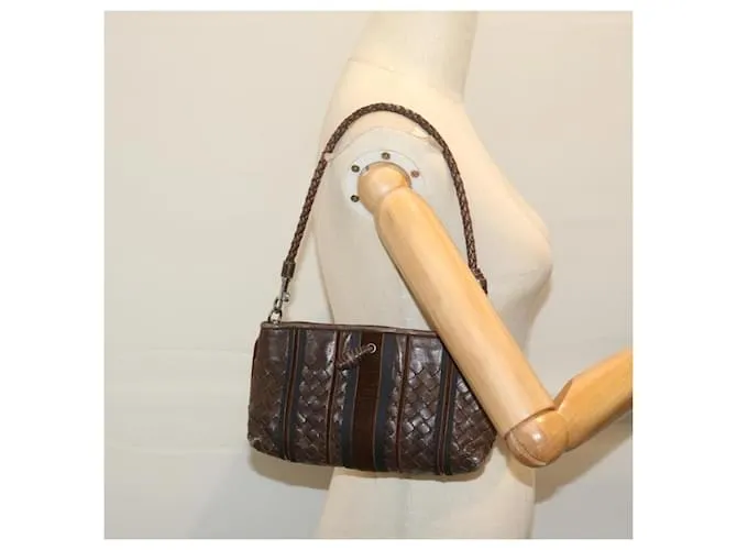 Autre Marque BOTTEGAVENETA INTRECCIATO Bandolera Cuero Marrón Auth 63793 Castaño 