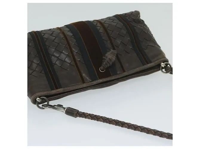 Autre Marque BOTTEGAVENETA INTRECCIATO Bandolera Cuero Marrón Auth 63793 Castaño 