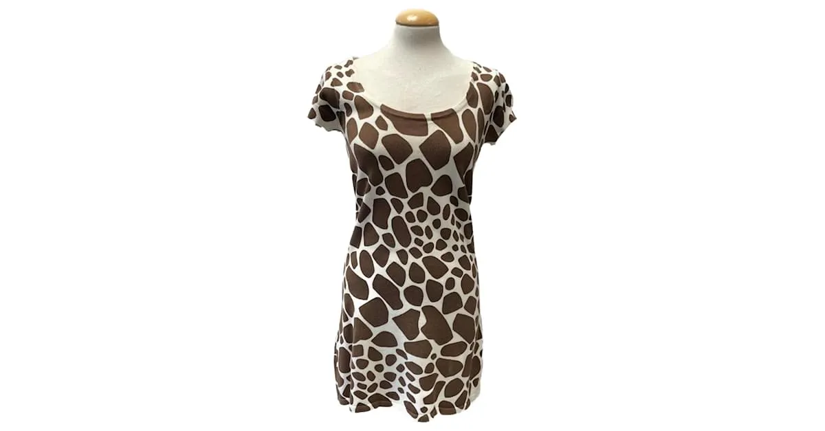 Autre Marque Vestido Estampado Animal Castaño 