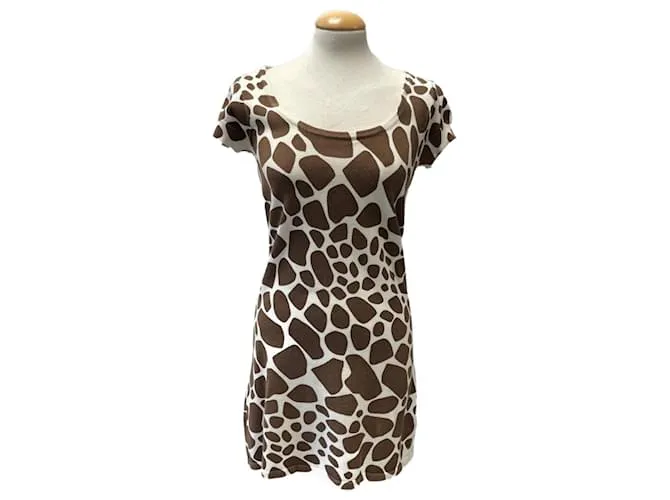 Autre Marque Vestido Estampado Animal Castaño 