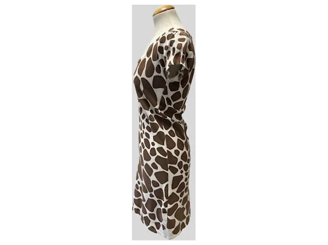 Autre Marque Vestido Estampado Animal Castaño 