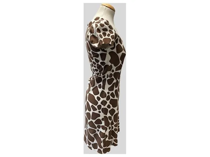 Autre Marque Vestido Estampado Animal Castaño 