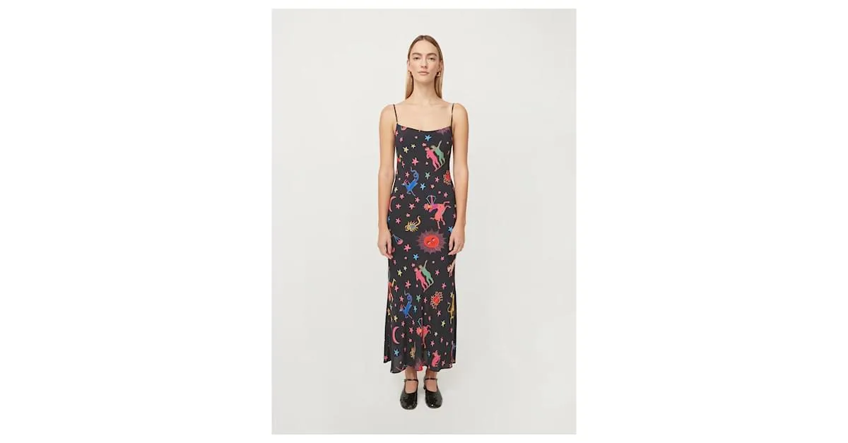 Autre Marque Vestido Rhode Jemima con estampado de neón del zodíaco Negro 