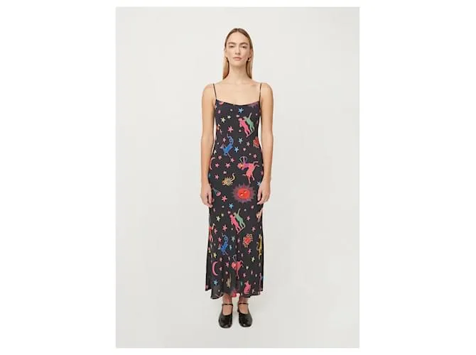 Autre Marque Vestido Rhode Jemima con estampado de neón del zodíaco Negro 