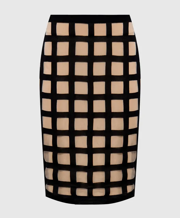 Balmain Beige plaid skirt