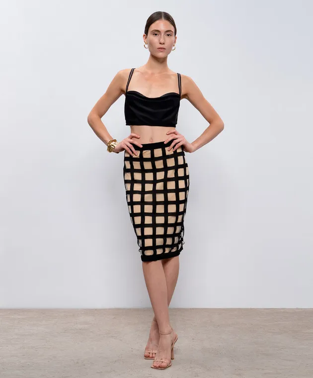 Balmain Beige plaid skirt