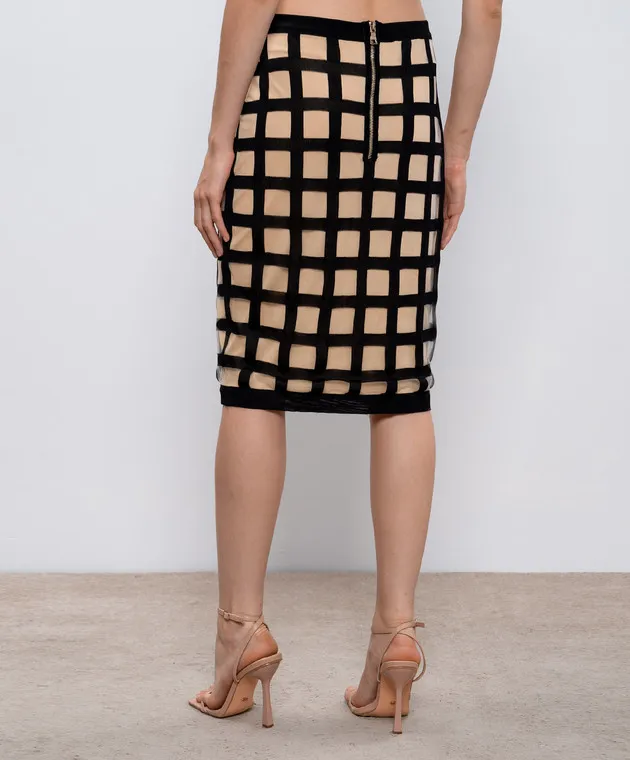 Balmain Beige plaid skirt
