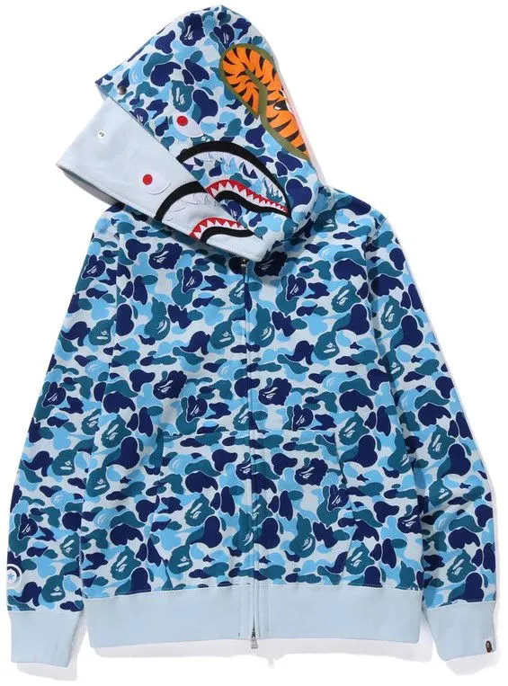 BAPE Bape ABC Camo Double Shark Full Zip Hoodie Blue