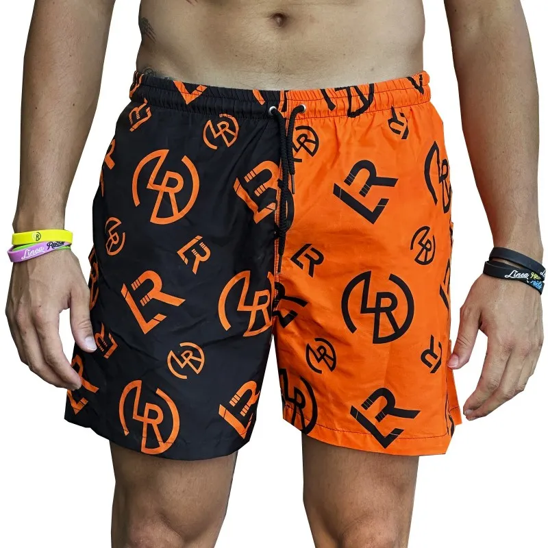 BAÑADOR LR FANTASÍA BICOLOR  NEGRO/NARANJA FLUOR