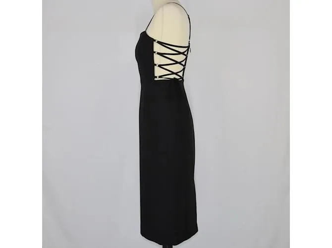 Bcbg Max Azria Vestido midi con hombros descubiertos negro 
