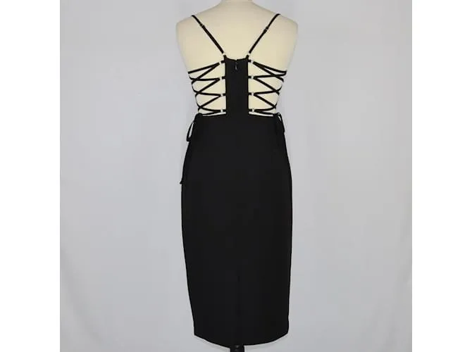 Bcbg Max Azria Vestido midi con hombros descubiertos negro 