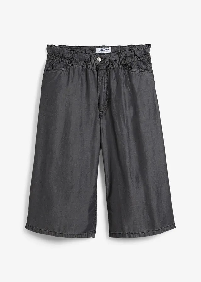 Bermuda vaquera de talle alto y pernera ancha de tejido TENCEL™ Lyocell denim negro