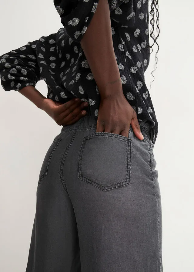 Bermuda vaquera de talle alto y pernera ancha de tejido TENCEL™ Lyocell denim negro