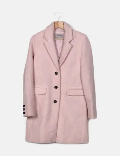 Bershka Abrigo rosa palo