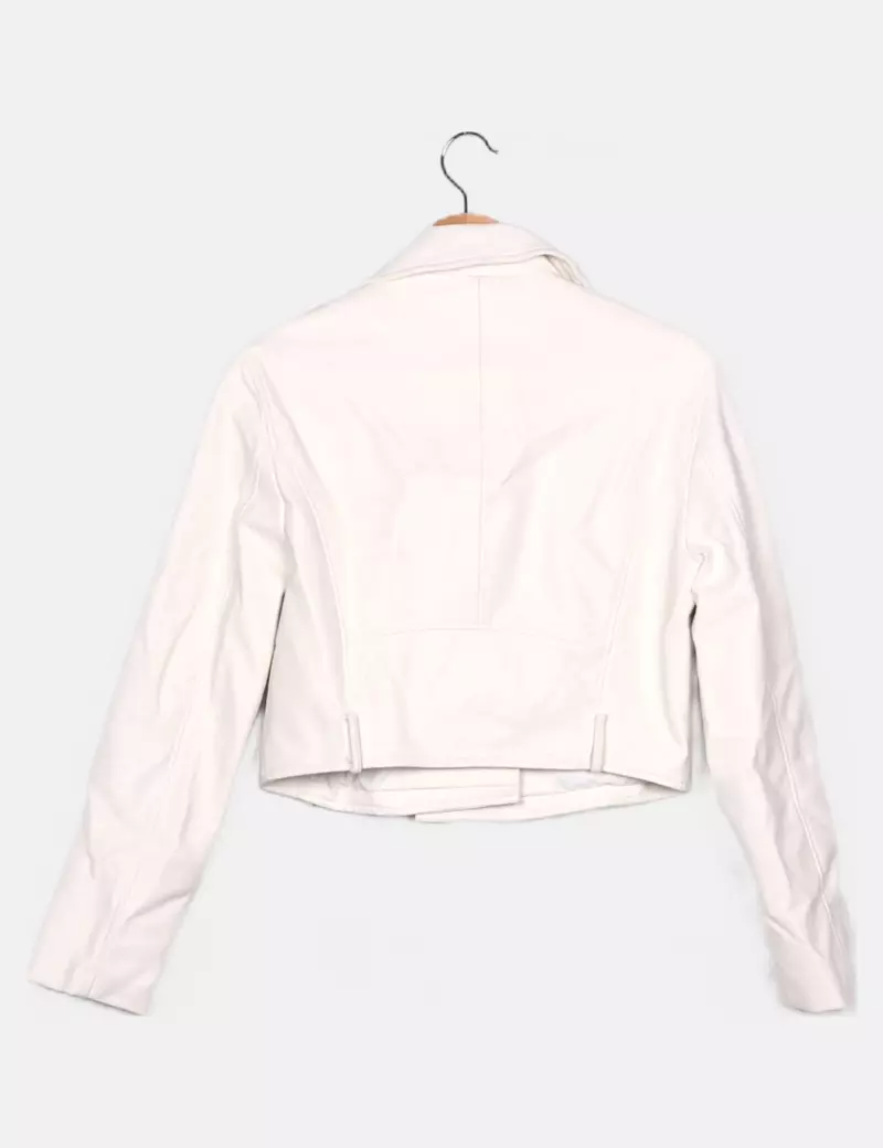 Bershka Chaqueta biker blanca polipilel