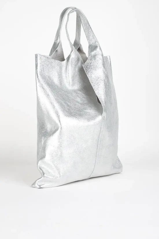 BOLSO DE PIEL GELIO  PLATA