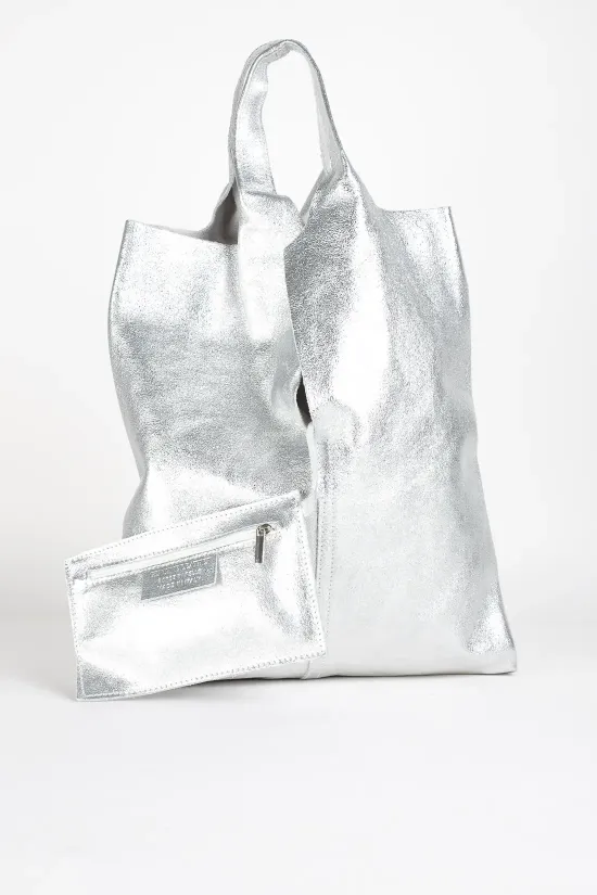 BOLSO DE PIEL GELIO  PLATA