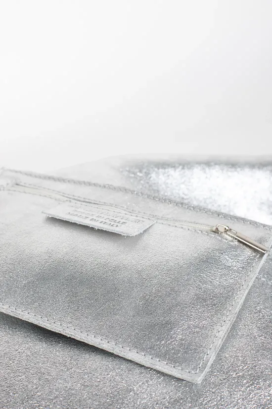 BOLSO DE PIEL GELIO  PLATA