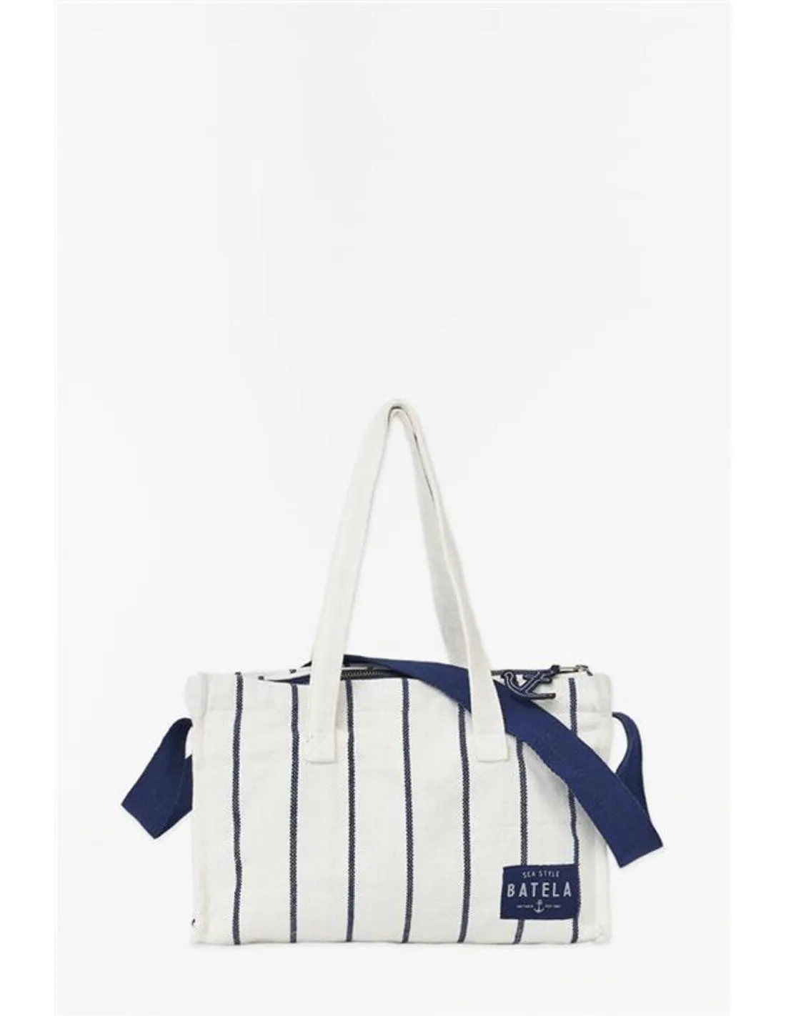 Bolso náutico de rayas azulinas