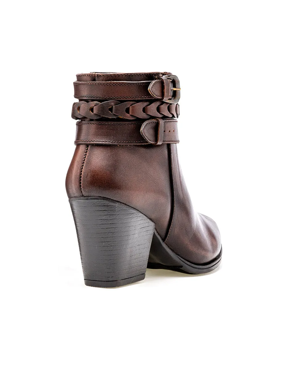 Botín con tacón Exterior Textil Color Café Para Mujer De RBCOLLECTION