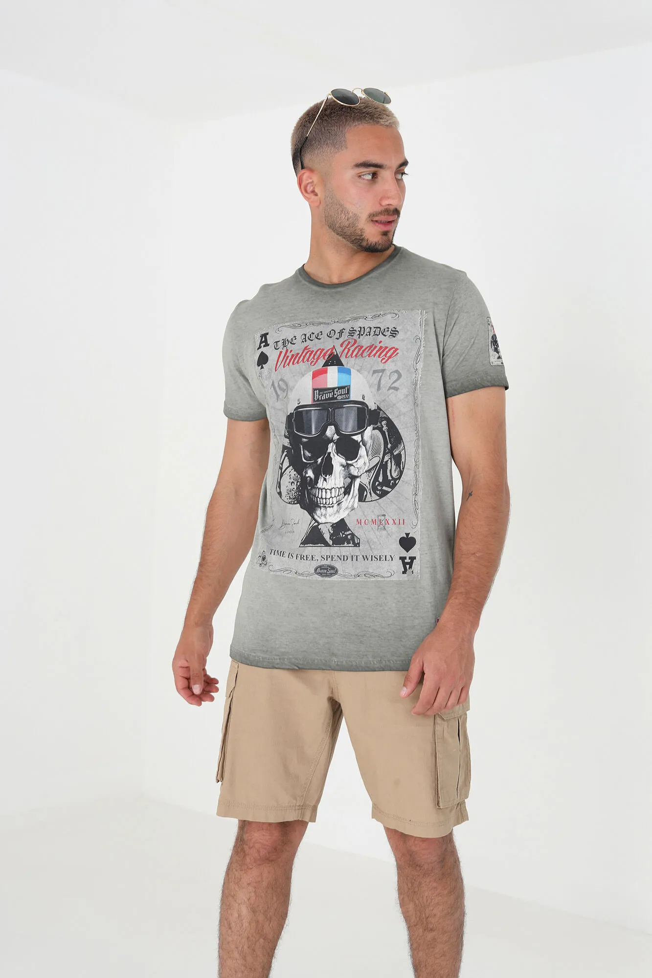 Brave Soul Camiseta calavera manga corta
