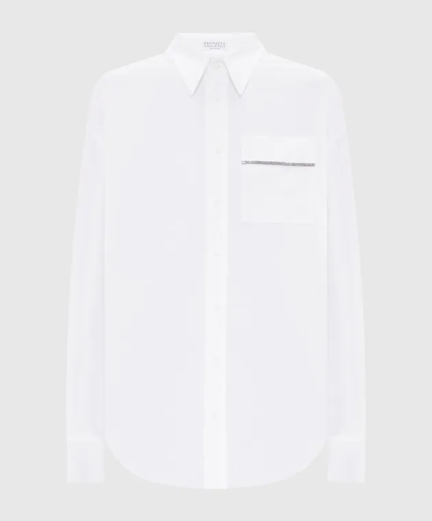 Brunello Cucinelli White shirt with monil chain