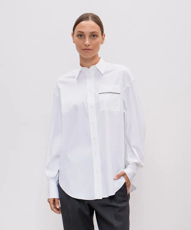 Brunello Cucinelli White shirt with monil chain