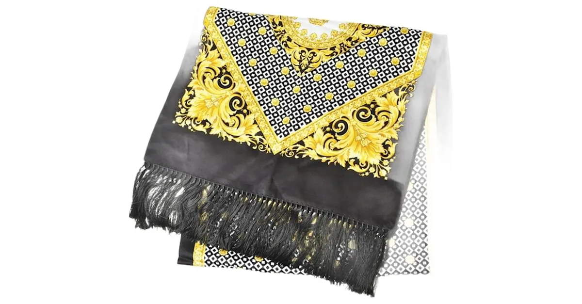 Bufanda reversible Versace Negro Dorado 