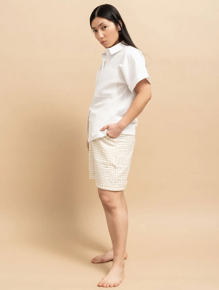 Camisa blanca de manga corta ecológica