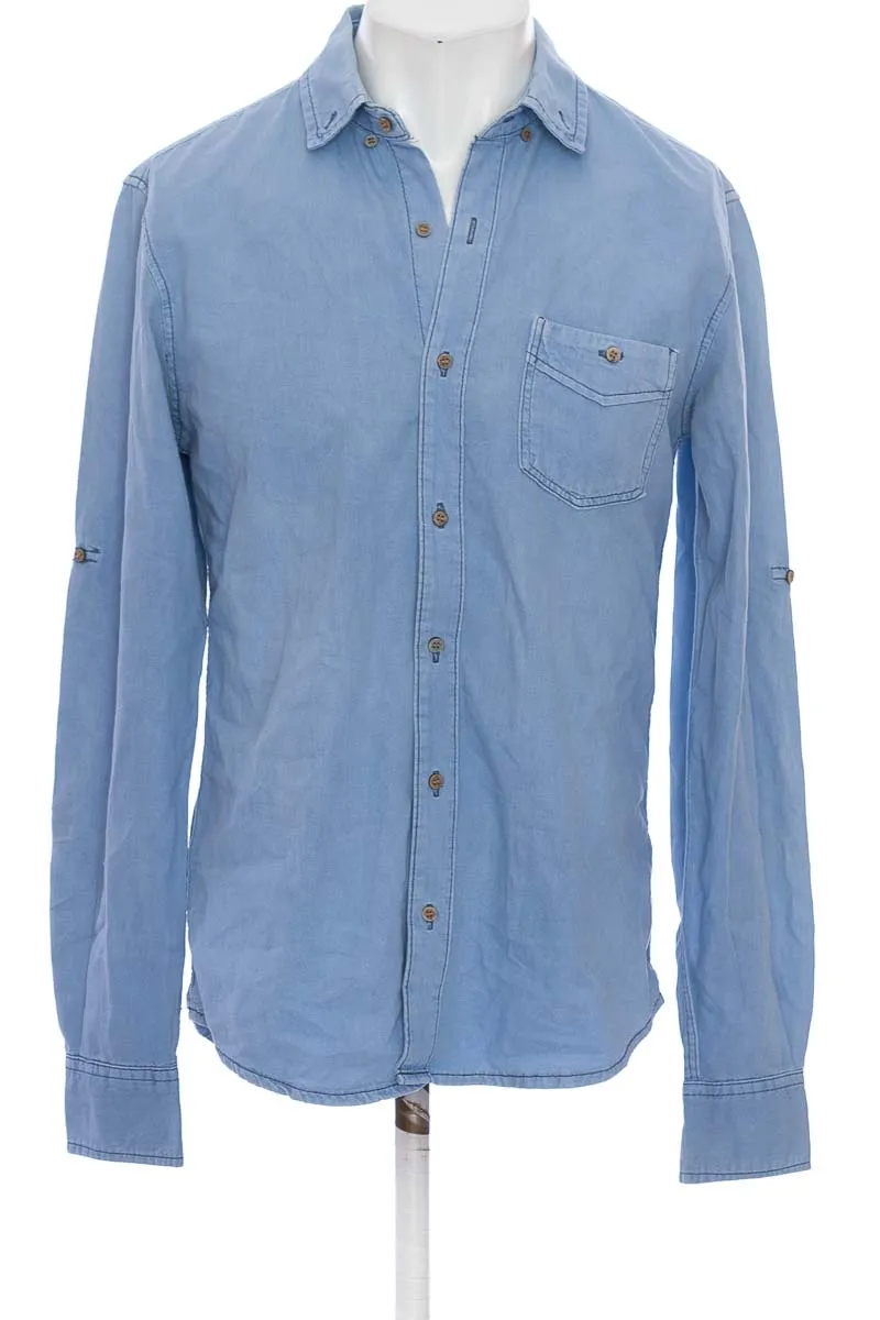 CAMISA COLOR AZUL  PULL &AMP; BEAR