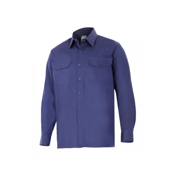 Camisa industrial de algodón de manga larga VELILLA (Azul marino) Serie 533