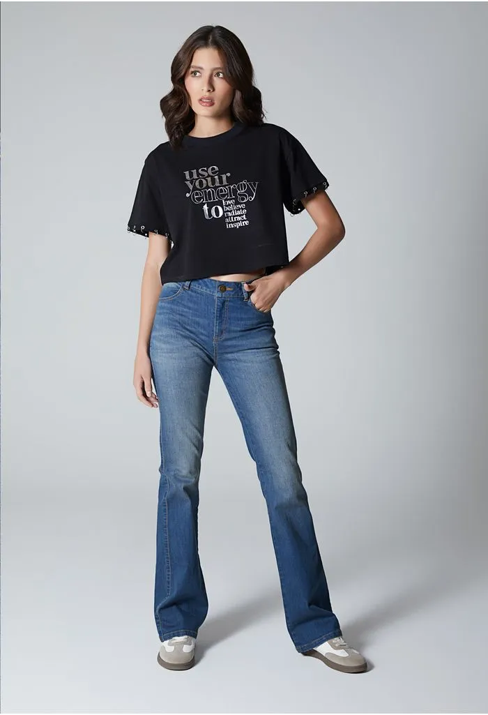 Camiseta crop para mujer manga corta