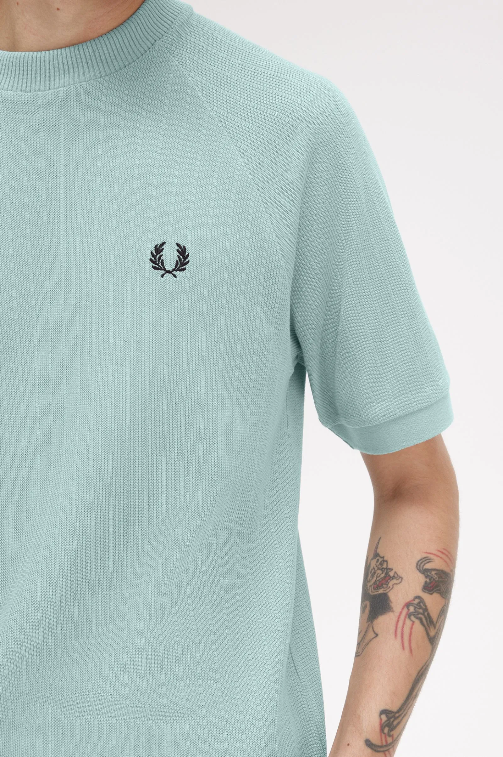 Camiseta de canalé con manga raglán