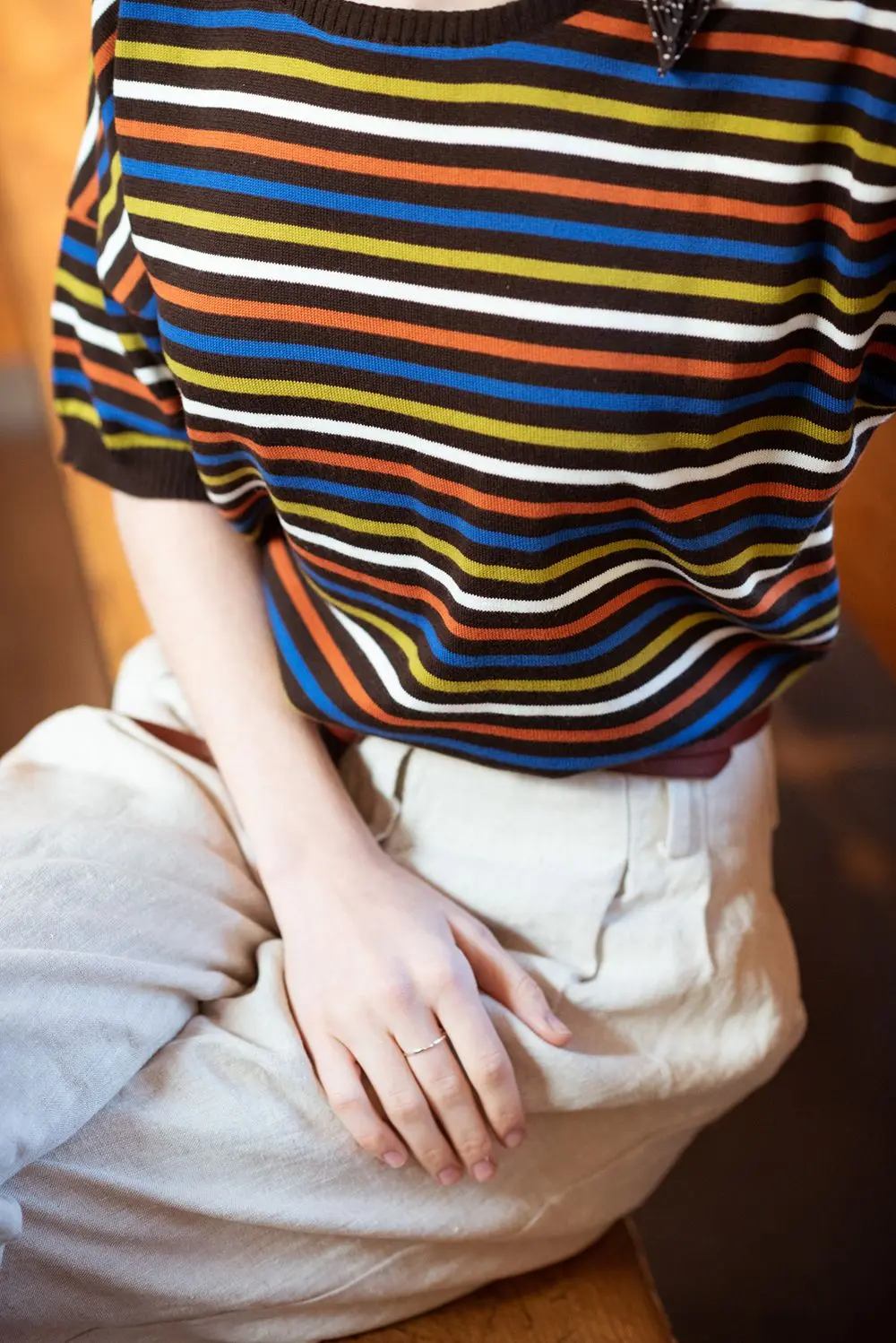 Camiseta de punto con rayas multicolor